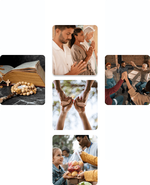 A cross formed by photos of our ministry work around the world